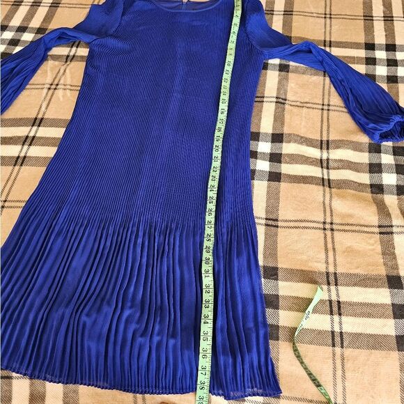 Dkny Blue Sheath Dress with Long Bishop Sleeves for Wedding Guest - Picture 7 of 10
